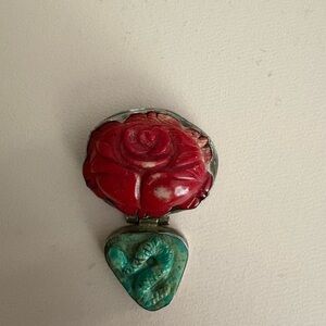 Vintage Old Pawn carved Turquoise enhancer